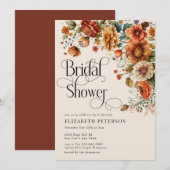 Terracotta Floral | Fall-Brautparty Einladung (Vorne/Hinten)