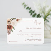 Terracotta Floral Fall Modern mit Meal Choice RSVP Karte (Stehend Vorderseite)