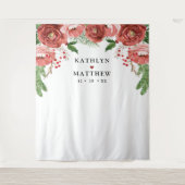 Terracotta Floral Foliage Wedge Foto Booth Wandteppich (Vorderseite)