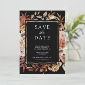 Terracotta Floral Foto Black Wedge Save The Date (Stehend Vorderseite)
