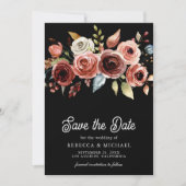 Terracotta Floral Foto Black Wedge Save The Date (Vorderseite)