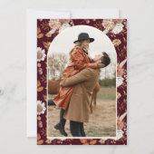 Terracotta Floral Foto Burgundy Wedding Save The Date (Rückseite)