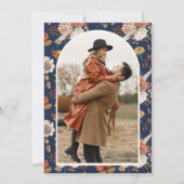 Terracotta Floral Foto Navy Blue Brautparty Einladung (Rückseite)