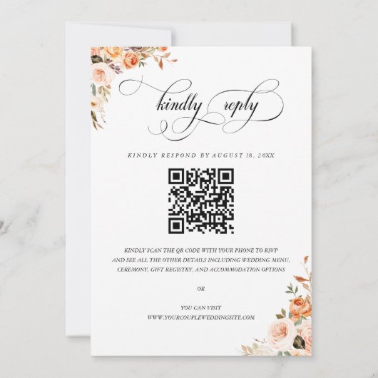 Terracotta Floral Frame QR Code Hochzeit Einladung (Rückseite)