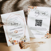 Terracotta Floral Frame QR Code Hochzeit Einladung