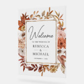 Terracotta Floral Frame Wedding Welcome Acrylschild (Winkel)