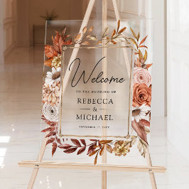 Terracotta Floral Frame Wedding Welcome Acrylschild