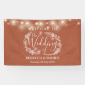 Terracotta Floral Garland Script Wedding Banner (Horizontal)
