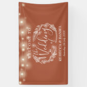 Terracotta Floral Garland Script Wedding Banner (Vertikal)