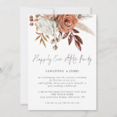 Terracotta Floral glücklich je nach Party Hochzeit Einladung (Vorderseite)