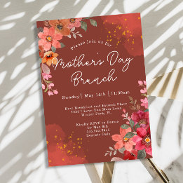 Terracotta Floral Gold Pfirsichmüttertag Brunch Einladung
