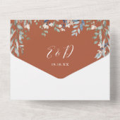 Terracotta Floral Greenery Script Wedding All In One Einladung (Rückseite)