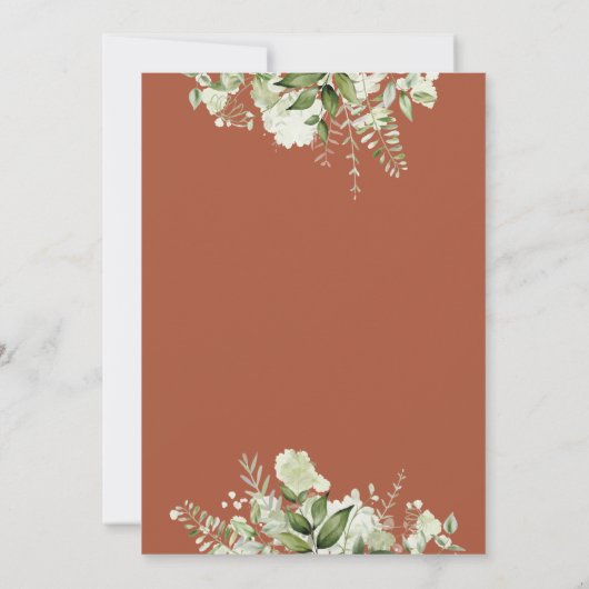 Terracotta Floral Greenery String Lights Wedding Save The Date (Rückseite)