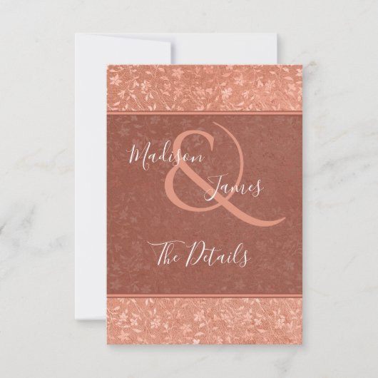 Terracotta floral, Hearts Vines Wedding Insert Einladung (Vorderseite)