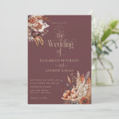 Terracotta Floral | Herbst-Blume Hochzeit Einladung (Stehend Vorderseite)