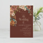 Terracotta Floral | Herbst-Blume Hochzeit Einladung (Stehend Vorderseite)