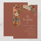 Terracotta Floral | Herbst-Blume Hochzeit Einladung (Vorne/Hinten)