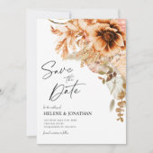 Terracotta Floral Hochzeit im Herbst Save the Date (Vorderseite)