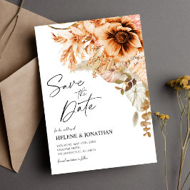 Terracotta Floral Hochzeit im Herbst Save the Date