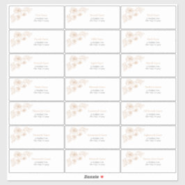 Terracotta Floral Line Art Guest Anschrift Aufkleber