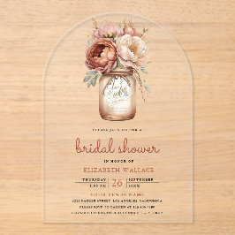 Terracotta Floral Mason Jar Bridal Shower Acryleinladungen