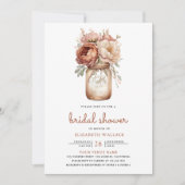 Terracotta Floral Mason Jar Foto Brautparty Einladung (Vorderseite)