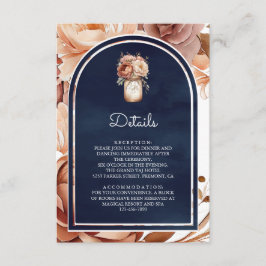 Terracotta Floral Mason Jar Navy Wedding Details Begleitkarte