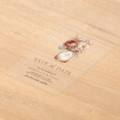 Terracotta Floral Mason Jar Wedding Retten Sie das Acryleinladungen (Ablage )