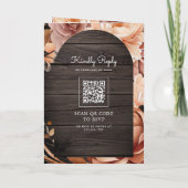 Terracotta Floral Mason Jar Wood QR Code Wedding Einladung (Rückseite)