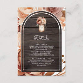 Terracotta Floral Mason Jar Wood Wedding Details Begleitkarte