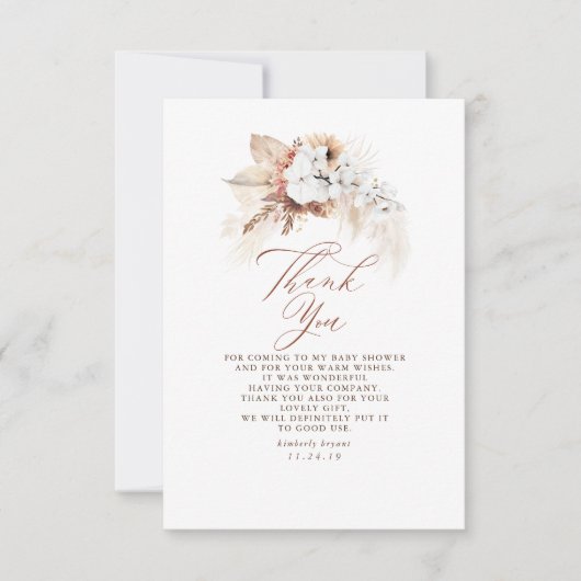 Terracotta Floral Modern Boho Vielen Dank Dankeskarte (Vorderseite)