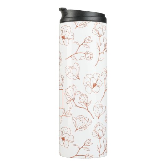 Terracotta Floral Monogram Name Thermal Tumbler Thermosbecher (Nach rechts gedreht)