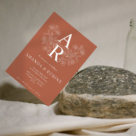 Terracotta Floral Monogram Wedding Einladung