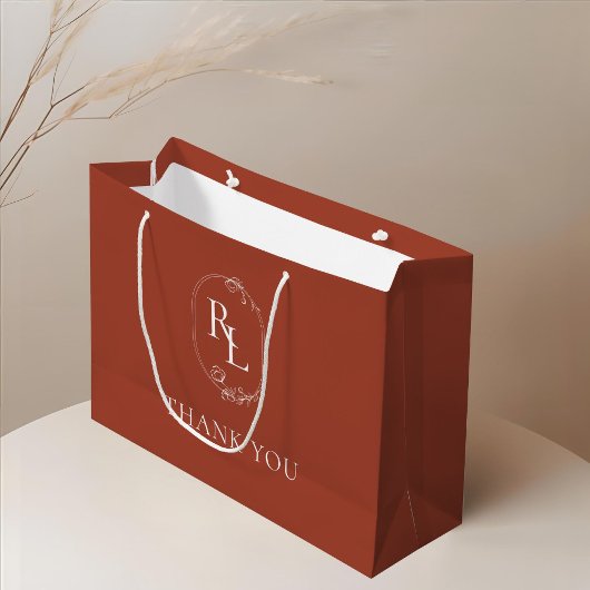 Terracotta | Floral Monogram Wedding Vielen Dank Große Geschenktüte