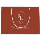Terracotta | Floral Monogram Wedding Vielen Dank Große Geschenktüte (Vorderseite)