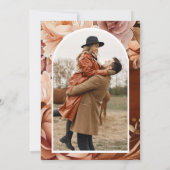 Terracotta Floral Navy Blauer Foto Hochzeit Save The Date (Rückseite)