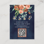 Terracotta Floral Navy Blue QR Code UAWG Wedding Begleitkarte (Vorderseite)