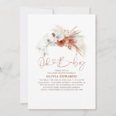 Terracotta Floral Niedlich Moderne Boho Babydusche Einladung (Vorderseite)