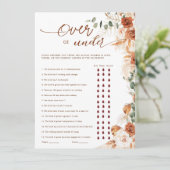 Terracotta Floral Over or Under Bridal Shower Game (Stehend Vorderseite)