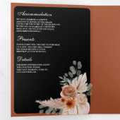 Terracotta Floral Pampas Black QR Code Wedding Dreifach Gefaltete Einladung (Innen Erste Seite)
