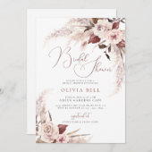 Terracotta Floral Pampas Grass Boho Brautparty Einladung (Vorne/Hinten)