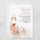 Terracotta Floral Pampas Grass Brunch und Bubbly Einladung (Vorderseite)