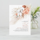 Terracotta Floral Pampas Grass Erste Kommune Einladung (Stehend Vorderseite)