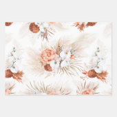 Terracotta Floral Pampas Grass Muster Elegante Wra Geschenkpapier Set (Vorderseite)