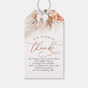 Terracotta Floral Pampas Grass Wedding Geschenkanhänger