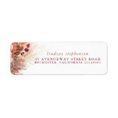 Terracotta Floral Pampas Grass Wedding Label (Vorne)