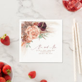 Terracotta Floral Pampas Grass Wedding Napkins Serviette (Beispiel)