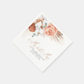 Terracotta Floral Pampas Grass Wedding Napkins Serviette (Ecke)