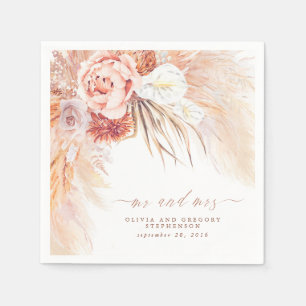 Terracotta Floral Pampas Grass Wedding Serviette