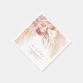 Terracotta Floral Pampas Grass Wedding Serviette (Ecke)